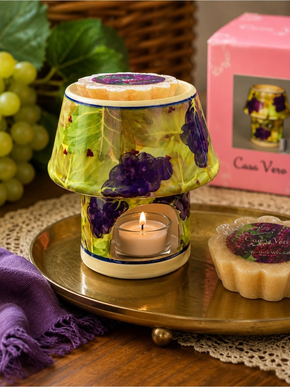 A.C.K. Vineyard Ceramic Mini Wax Melt Warmer Lamp NEW in box